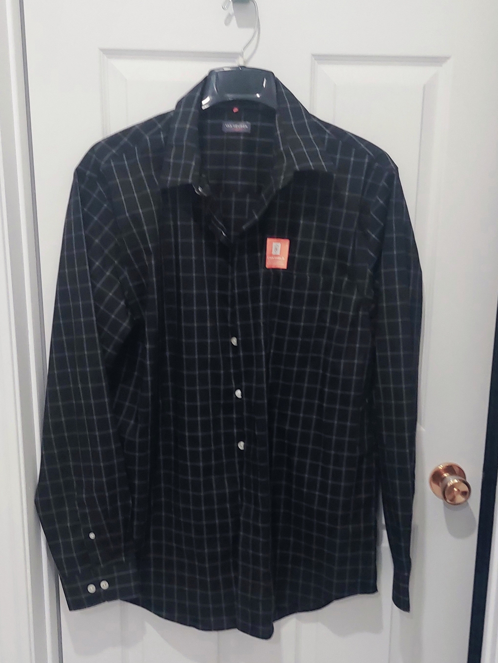 Checkered Button Down Shirt in Black & Gray Size XLT